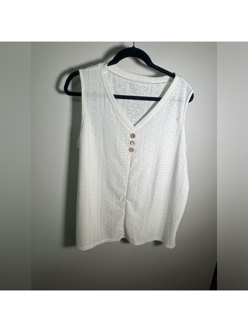 White V Neck Sleeveless Tank Top 2XL